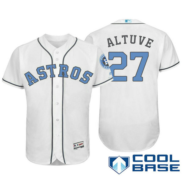 Houston Astros #27 Jose Altuve White Fashion 2016 Father's Day Cool Base Jersey