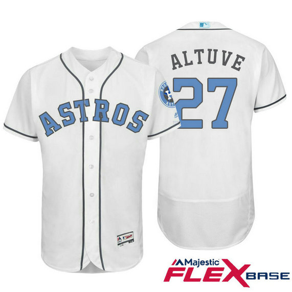 Houston Astros #27 Jose Altuve White Fashion 2016 Father's Day Flex Base Jersey
