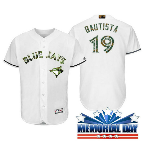 Toronto Blue Jays Jose Bautista #19 White Camo Fashion 2016 Memorial Day Cool Base Jersey Toronto Blue Jays Jose Bautista #19 White Camo Fashion 2016 Memorial Day Cool Base Jersey