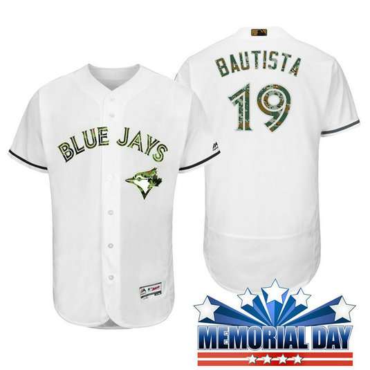 Toronto Blue Jays Jose Bautista #19 White Camo Fashion 2016 Memorial Day Flex Base Jersey Toronto Blue Jays Jose Bautista #19 White Camo Fashion 2016 Memorial Day Flex Base Jersey