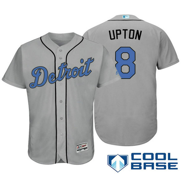 Detroit Tigers #8 Justin Upton Grey Fashion 2016 Father's Day Cool Base Jersey Detroit Tigers #8 Justin Upton Grey Fashion 2016 Father's Day Cool Base Jersey