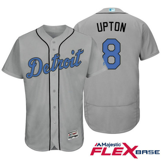 Detroit Tigers #8 Justin Upton Grey Fashion 2016 Father's Day Flex Base Jersey Detroit Tigers #8 Justin Upton Grey Fashion 2016 Father's Day Flex Base Jersey