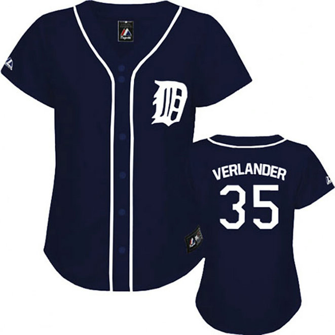 Detroit Tigers #35 Justin Verlander Navy Blue WoFashion Jersey Detroit Tigers #35 Justin Verlander Navy Blue WoFashion Jersey