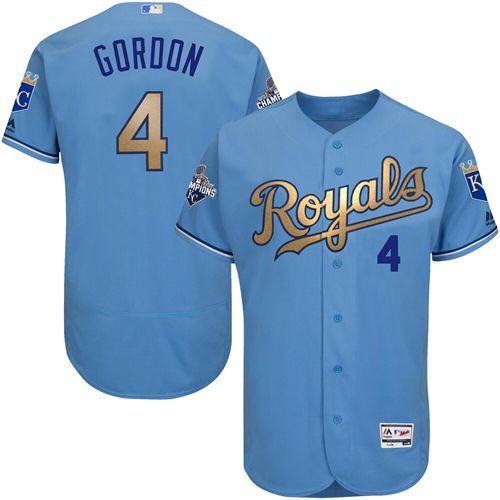 Kansas City Royals Alex Gordon #4 Royal World Series Champions Gold Program Flex Base Player Jersey Kansas City Royals Alex Gordon #4 Royal World Series Champions Gold Program Flex Base Player Jersey