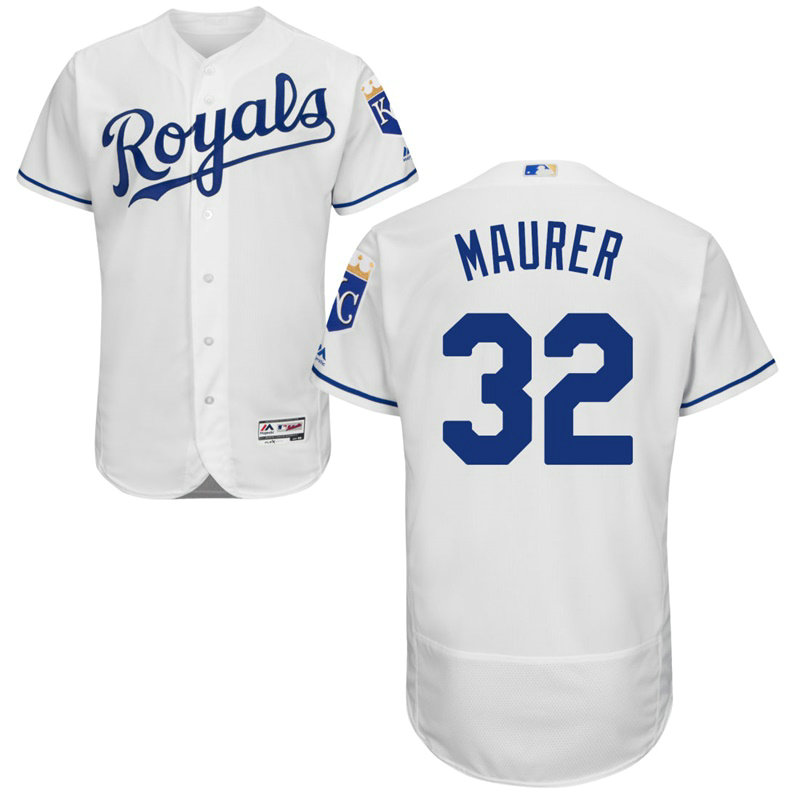 Kansas City Royals Brandon Maurer #32 White Home Flex Base Jersey