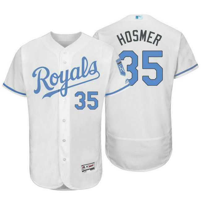 Kansas City Royals #35 Eric Hosmer White Fashion 2016 Father's Day Flex Base Jersey