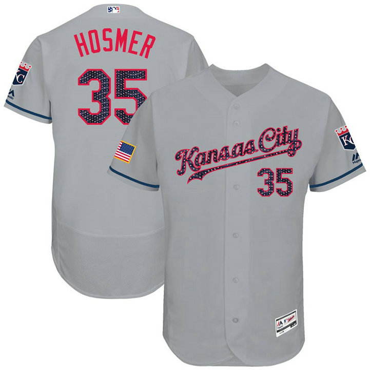 Eric Hosmer #35 Kansas City Royals 2017 Stars & Stripes Independence Day Grey Flex Base Jersey