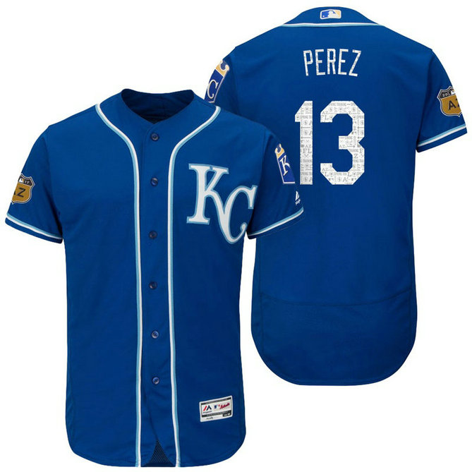 Kansas City Royals Salvador Perez #13 Royal 2017 Spring Training Cactus League Patch Authentic Collection Flex Base Jersey Kansas City Royals Salvador Perez #13 Royal 2017 Spring Training Cactus League Patch Authentic Collection Flex Base Jersey