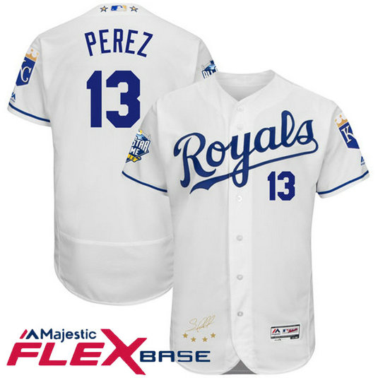 Kansas City Royals Salvador Perez #13 White 2016 All-Star Game Signature Flex Base Jersey Kansas City Royals Salvador Perez #13 White 2016 All-Star Game Signature Flex Base Jersey