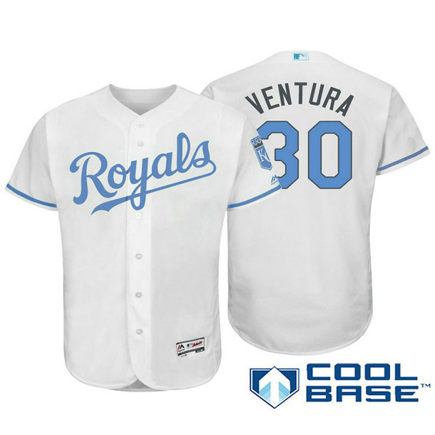 Kansas City Royals #30 Yordano ventura White Fashion 2016 Father's Day Cool Base Jersey Kansas City Royals #30 Yordano ventura White Fashion 2016 Father's Day Cool Base Jersey