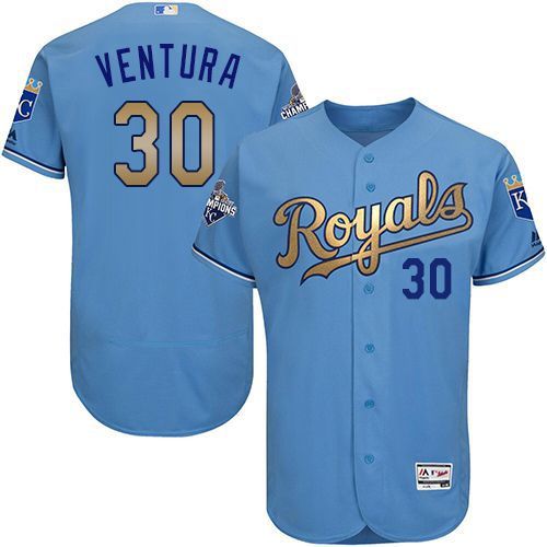 Kansas City Royals Yordano Ventura #30 Royal World Series Champions Gold Program Flex Base Player Jersey Kansas City Royals Yordano Ventura #30 Royal World Series Champions Gold Program Flex Base Player Jersey
