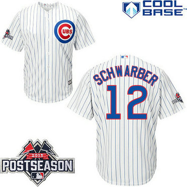 Chicago Cubs #12 Kyle Schwarber White Cool Base Home Jersey
