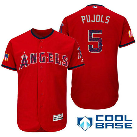 Los Angeles Angels #5 Albert Pujols Red Stars & Stripes 2016 Independence Day Cool Base Jersey Los Angeles Angels #5 Albert Pujols Red Stars & Stripes 2016 Independence Day Cool Base Jersey