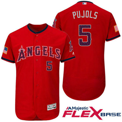 Los Angeles Angels #5 Albert Pujols Red Stars & Stripes 2016 Independence Day Flex Base Jersey Los Angeles Angels #5 Albert Pujols Red Stars & Stripes 2016 Independence Day Flex Base Jersey