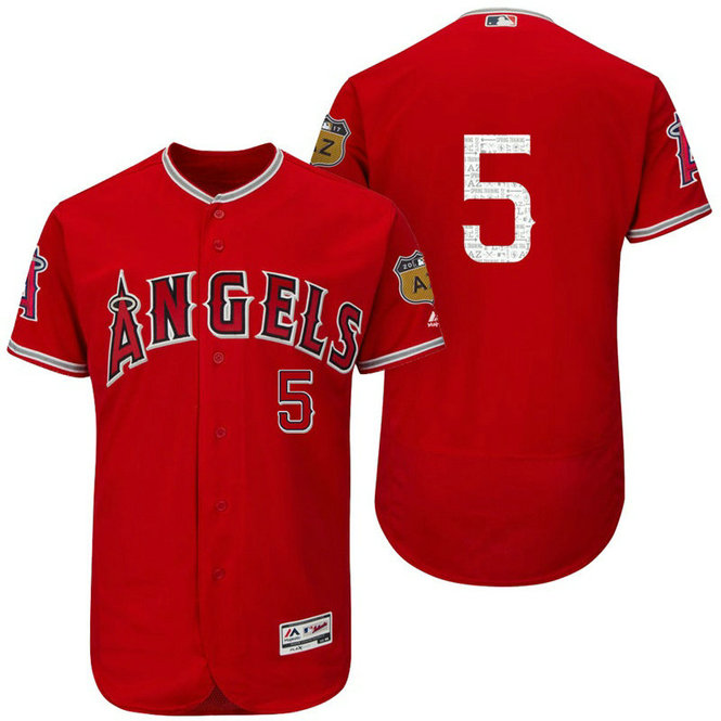 Los Angeles Angels Albert Pujols #5 Scarlet 2017 Spring Training Cactus League Patch Authentic Collection Flex Base Jersey Los Angeles Angels Albert Pujols #5 Scarlet 2017 Spring Training Cactus League Patch Authentic Collection Flex Base Jersey