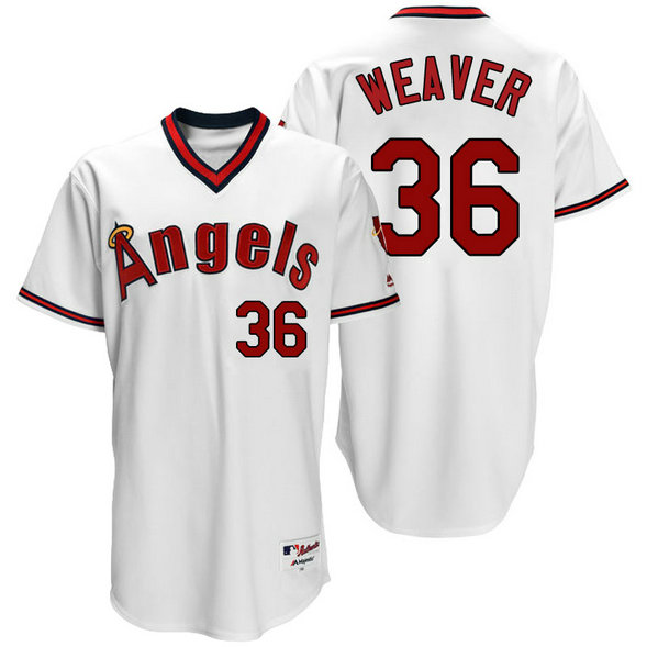 Los Angeles Angels #36 Jered Weaver White 1970 Turn Back The Clock Throwback Jersey