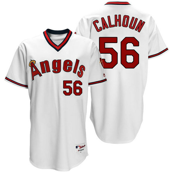 Los Angeles Angels #56 Kole Calhoun White 1970 Turn Back The Clock Throwback Jersey Los Angeles Angels #56 Kole Calhoun White 1970 Turn Back The Clock Throwback Jersey