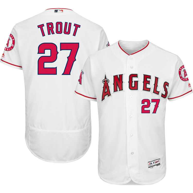 Los Angeles Angels #27 Mike Trout White Flexbase Authentic Collection Player Jersey