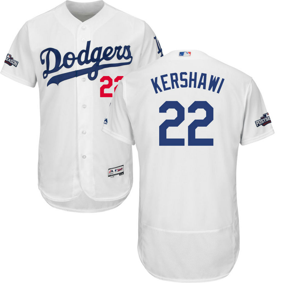 Los Angeles Dodgers Clayton Kershaw #22 NL West Champions White 2016 Postseason Patch Flex Base Jersey