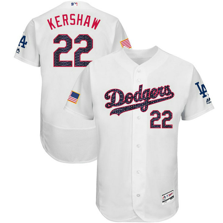 Clayton Kershaw #22 Los Angeles Dodgers 2017 Stars & Stripes Independence Day White Flex Base Jersey Clayton Kershaw #22 Los Angeles Dodgers 2017 Stars & Stripes Independence Day White Flex Base Jersey