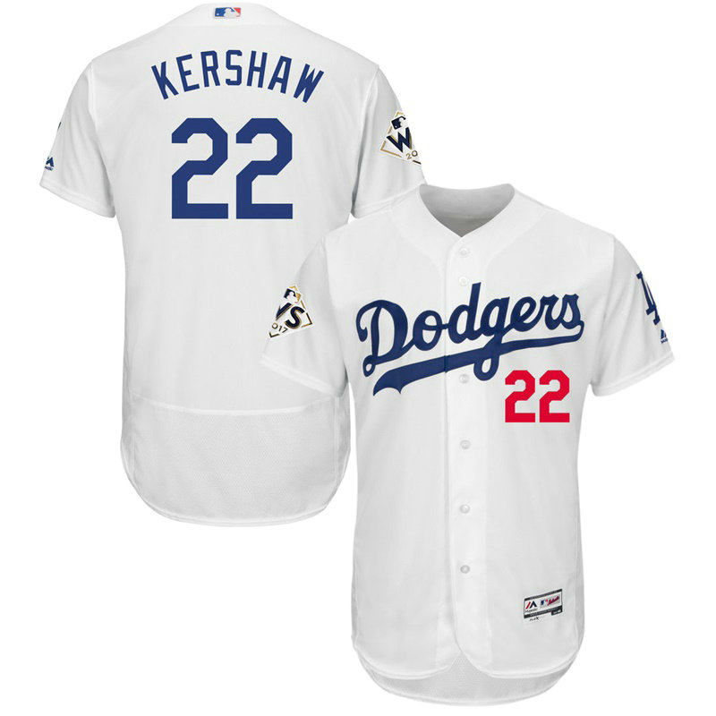 Los Angeles Dodgers Clayton Kershaw #22 White 2017 World Series Bound Flex Base Jersey