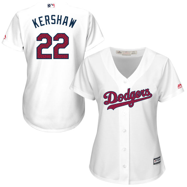 Women - Los Angeles Dodgers Clayton Kershaw #28 White 2016 Independence Day Stars & Stripes Cool Base Jersey Women - Los Angeles Dodgers Clayton Kershaw #28 White 2016 Independence Day Stars & Stripes Cool Base Jersey