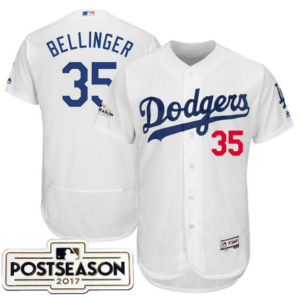 Los Angeles Dodgers Cody Bellinger #35 White 2017 Postseason Patch Flex Base Jersey