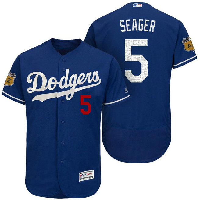 Los Angeles Dodgers Corey Seager #5 Royal 2017 Spring Training Cactus League Patch Authentic Collection Flex Base Jersey Los Angeles Dodgers Corey Seager #5 Royal 2017 Spring Training Cactus League Patch Authentic Collection Flex Base Jersey