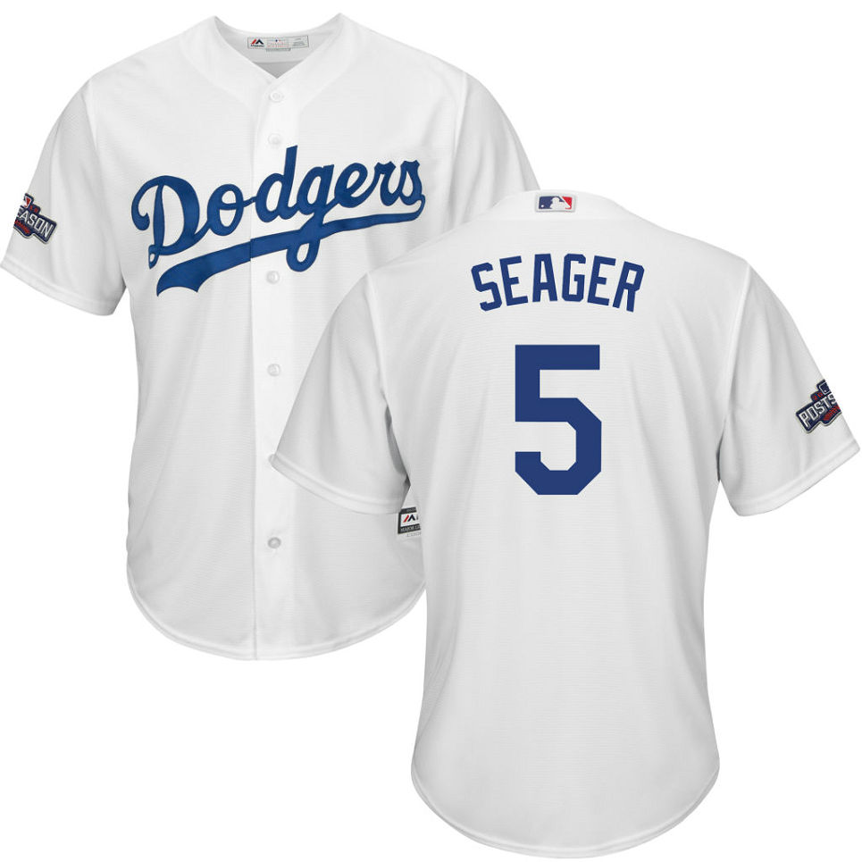 Los Angeles Dodgers Corey Seager #5 NL West Division Champions White 2016 Postseason Patch Cool Base Jersey Los Angeles Dodgers Corey Seager #5 NL West Division Champions White 2016 Postseason Patch Cool Base Jersey