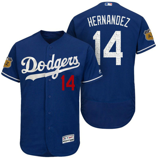 Los Angeles Dodgers Enrique Hernandez #14 Royal 2017 Spring Training Cactus League Patch Authentic Collection Flex Base Jersey Los Angeles Dodgers Enrique Hernandez #14 Royal 2017 Spring Training Cactus League Patch Authentic Collection Flex Base Jersey