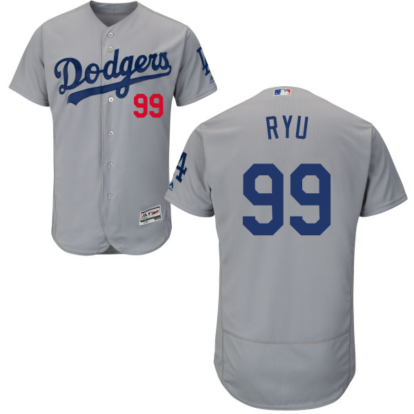 Los Angeles Dodgers #99 Hyun-Jin Ryu Grey Flexbase Authentic Collection Jersey Los Angeles Dodgers #99 Hyun-Jin Ryu Grey Flexbase Authentic Collection Jersey