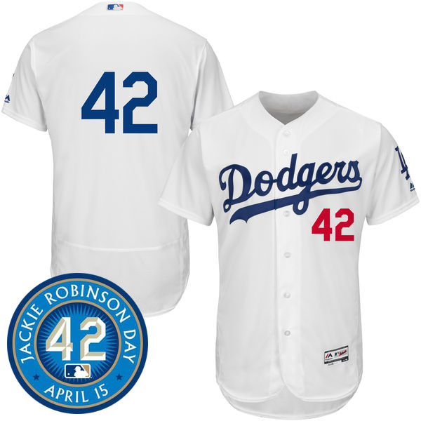 Los Angeles Dodgers #42 Jackie Robinson White Authentic Collection Flexbase Jersey Los Angeles Dodgers #42 Jackie Robinson White Authentic Collection Flexbase Jersey