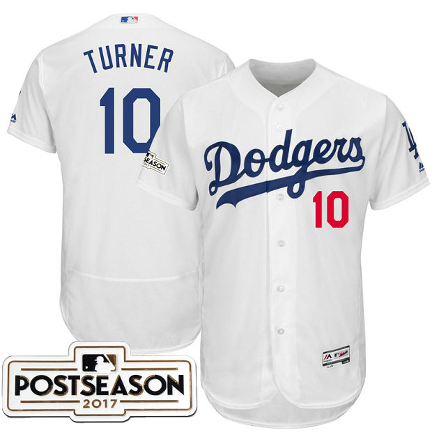 Los Angeles Dodgers Justin Turner #10 White 2017 Postseason Patch Flex Base Jersey Los Angeles Dodgers Justin Turner #10 White 2017 Postseason Patch Flex Base Jersey