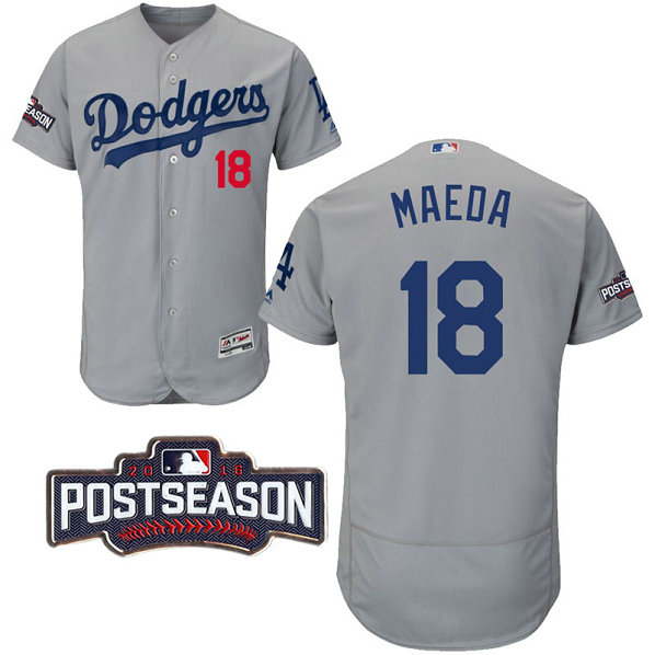 Los Angeles Dodgers Kenta Maeda #18 Grey 2016 Postseason Patch Flex Base Jersey Los Angeles Dodgers Kenta Maeda #18 Grey 2016 Postseason Patch Flex Base Jersey