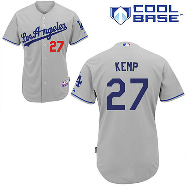 Los Angeles Dodgers #27 Matt Kemp Grey Away Jersey Los Angeles Dodgers #27 Matt Kemp Grey Away Jersey