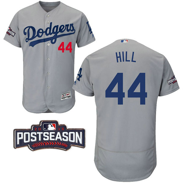 Los Angeles Dodgers Rich Hill #44 Grey 2016 Postseason Patch Flex Base Jersey