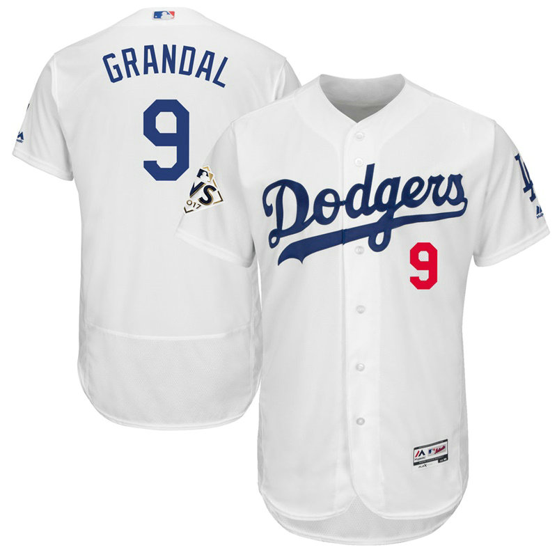 Los Angeles Dodgers Yasmani Grandal #9 White 2017 World Series Bound Flex Base Jersey Los Angeles Dodgers Yasmani Grandal #9 White 2017 World Series Bound Flex Base Jersey