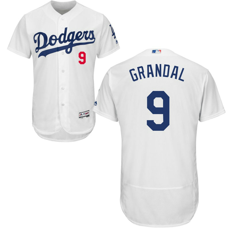Los Angeles Dodgers Yasmani Grandal #9 Home White Authentic Collection Flex Base Jersey Los Angeles Dodgers Yasmani Grandal #9 Home White Authentic Collection Flex Base Jersey