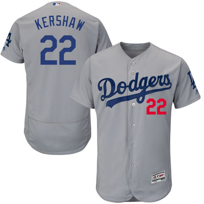 Los Angeles Dodgers Clayton Kershaw #22 Grey Authentic Collection Flexbase Player Jersey Los Angeles Dodgers Clayton Kershaw #22 Grey Authentic Collection Flexbase Player Jersey