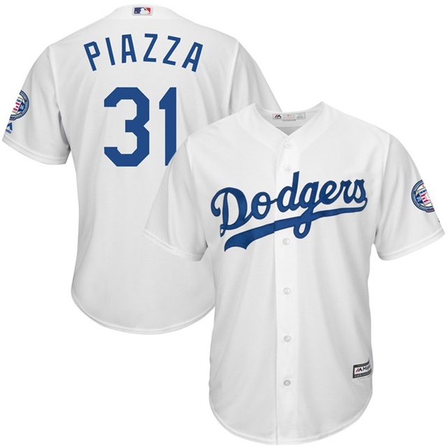 Los Angeles Dodgers Mike Piazza White Home 2016 Hall Of Fame Induction Cool Base Jersey with Sleeve Patch Los Angeles Dodgers Mike Piazza White Home 2016 Hall Of Fame Induction Cool Base Jersey with Sleeve Patch