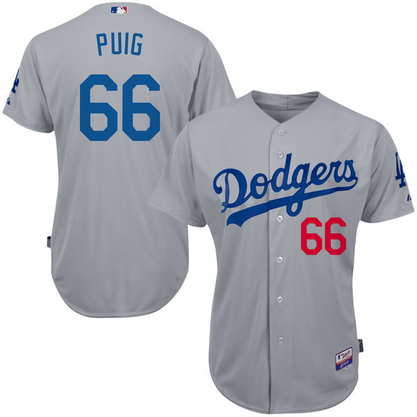 Los Angeles Dodgers #66 Yasiel Puig Grey Alternate 6300 Player Authentic Jersey
