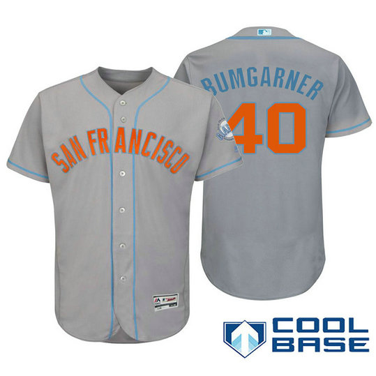 San Francisco Giants #40 Madison Bumgarner Grey Fashion 2016 Father's Day Cool Base Jersey San Francisco Giants #40 Madison Bumgarner Grey Fashion 2016 Father's Day Cool Base Jersey