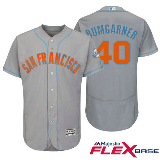 San Francisco Giants #40 Madison Bumgarner Grey Fashion 2016 Father's Day Flex Base Jersey San Francisco Giants #40 Madison Bumgarner Grey Fashion 2016 Father's Day Flex Base Jersey