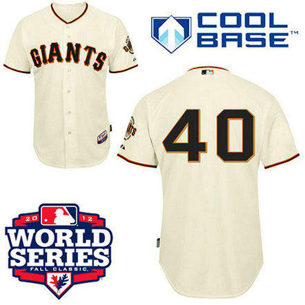 San Francisco Giants #40 Madison Bumgarner Cool Base Cream with 2012 World Series Patch Jersey San Francisco Giants #40 Madison Bumgarner Cool Base Cream with 2012 World Series Patch Jersey