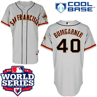 San Francisco Giants #40 Madison Bumgarner Cool Base Grey with 2012 World Series Patch Jersey San Francisco Giants #40 Madison Bumgarner Cool Base Grey with 2012 World Series Patch Jersey