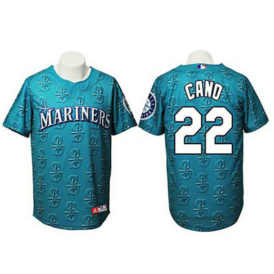Seattle Mariners #22 Robinson Cano Authentic Watermark Fashion Cyan Jersey Seattle Mariners #22 Robinson Cano Authentic Watermark Fashion Cyan Jersey