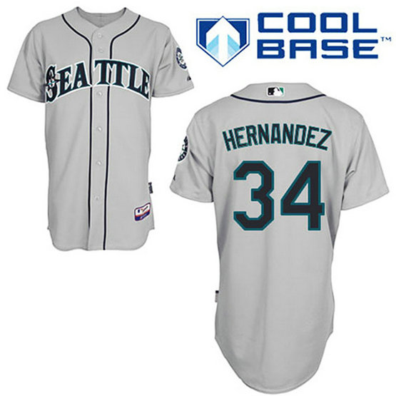 Seattle Mariners #34 Felix Hernandez Grey Authentic Cool Base Away Jersey Seattle Mariners #34 Felix Hernandez Grey Authentic Cool Base Away Jersey