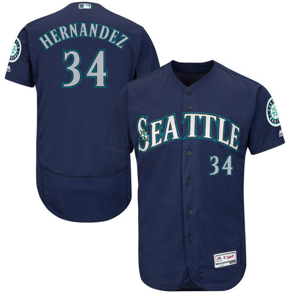 Seattle Mariners #34 Felix Hernandez Navy Blue Flexbase Authentic Collection Jersey Seattle Mariners #34 Felix Hernandez Navy Blue Flexbase Authentic Collection Jersey