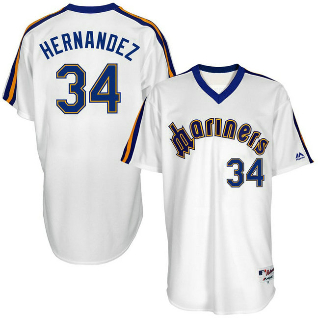 Seattle Mariners #34 Felix Hernandez White 1984 Throwback Turn Back the Clock Authentic Player Jersey