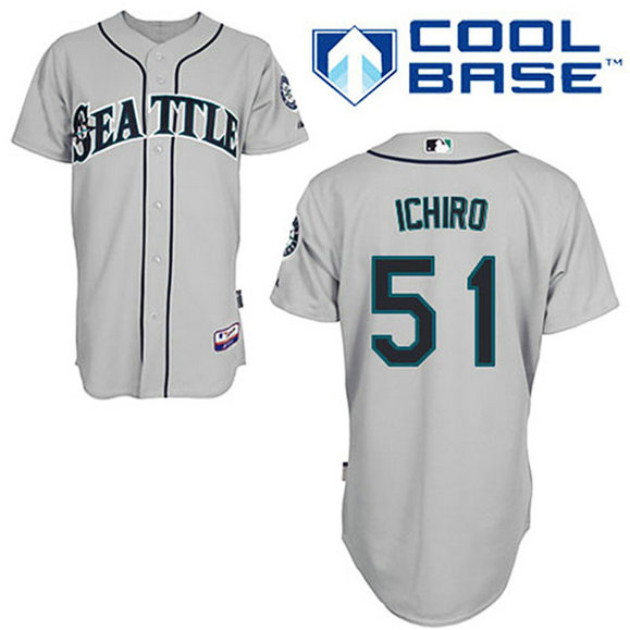 Seattle Mariners #51 Ichiro Suzuki Grey Away Cool Base Jersey Seattle Mariners #51 Ichiro Suzuki Grey Away Cool Base Jersey
